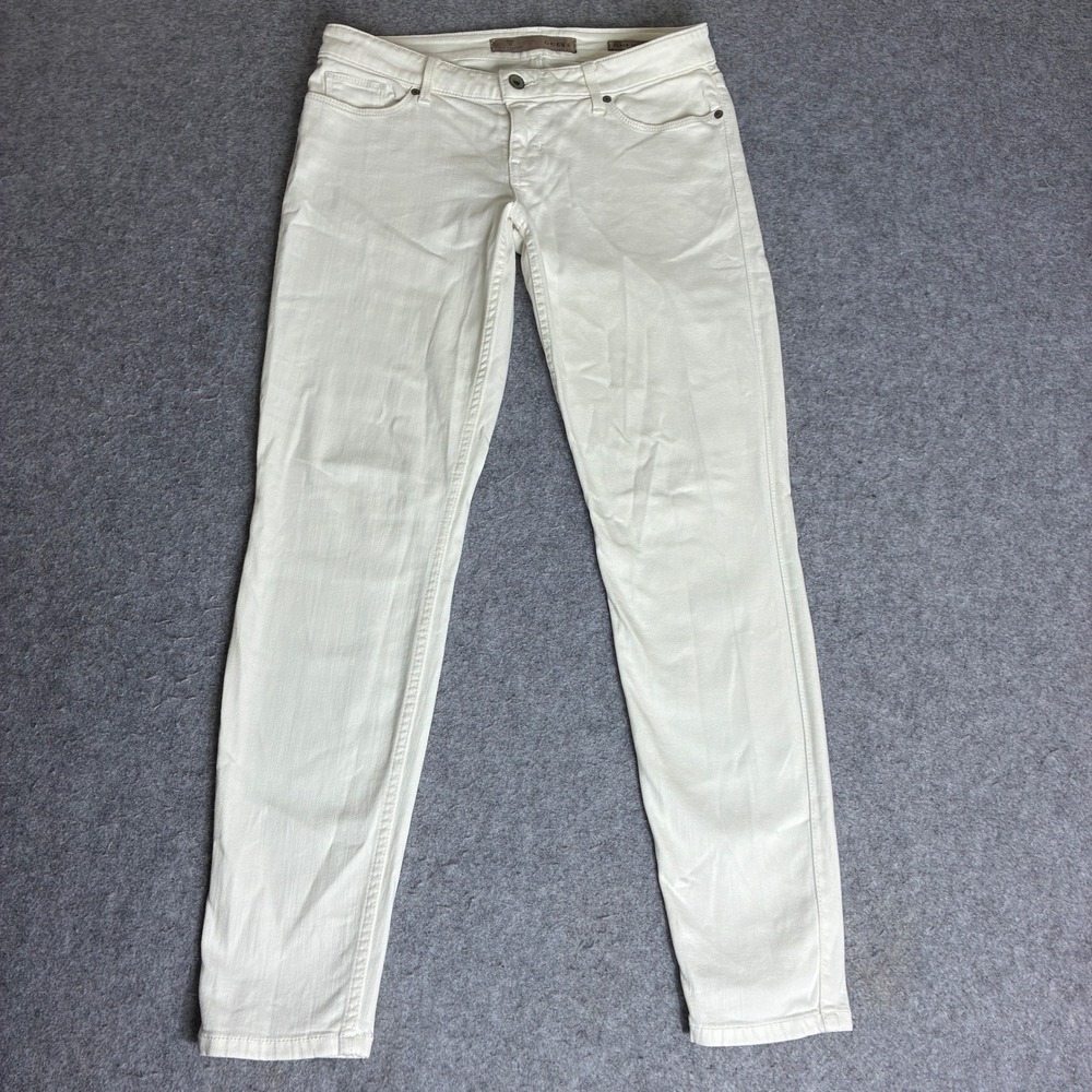 Guess Power Skinny Low Jeans Women's 32x30 White Cream Low Rise Stretch Denim
